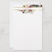Aangepaste Bourgogne marine Gold Boho Floral Bouqu Briefpapier (Voorkant)