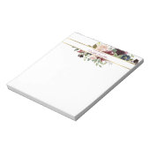 Aangepaste Bourgogne marine Gold Boho Floral Bouqu Notitieblok (Linkerzijde)