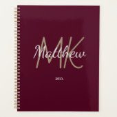 Aangepaste Bourgogne Monogram Initiaal naam minima Planner (Voorkant)