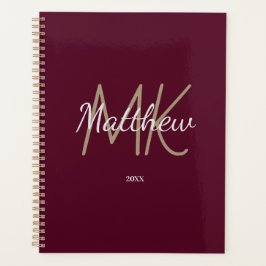 Aangepaste Bourgogne Monogram Initiaal naam minima Planner