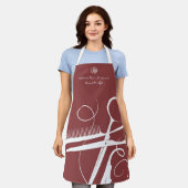 Aangepaste Bourgogne Witte Logo Motto Hair Tools Schort (Gedragen)