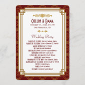 Aangepaste Bourgondische Art Deco bruiloft program Programmakaart (Voorkant)