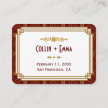 Aangepaste Bourgondische Art Deco trouwplaats kaar