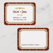 Aangepaste Bourgondische Art Deco trouwplaats kaar Plaatskaartje (Voorkant / Achterkant)