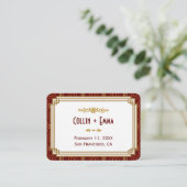 Aangepaste Bourgondische Art Deco trouwplaats kaar Plaatskaartje (Staand voorkant)