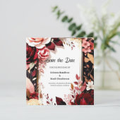 Aangepaste Bourgondische Bohemian Save The Date (Staand voorkant)