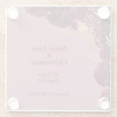 Aangepaste Bourgondische Floral bruiloft Jubileum Glazen Onderzetter (Achterkant)