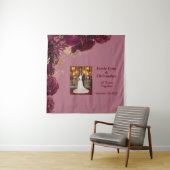 Aangepaste Bourgondische Floral bruiloft Jubileum Wandkleed (In situ)