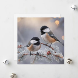 Aangepaste Boutique Winter Chickadee Kerstkaart
