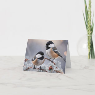 Aangepaste Boutique Winter Chickadee Kerstkaart Feestdagen Kaart