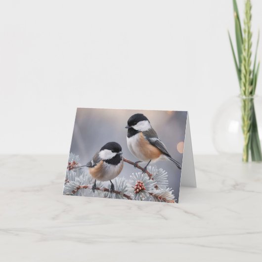 Aangepaste Boutique Winter Chickadee Kerstkaart Feestdagen Kaart (Voorkant)