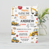 Aangepaste bouw dump truck verjaardag kaart (Staand voorkant)
