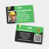 Aangepaste Bouw ID Werk QR Code Groen Zwart Badge (Voor- en achterkant)