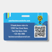 Aangepaste Bouw ID Werk QR Code Marine Blauw Badge (Achterkant)