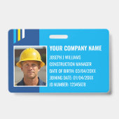 Aangepaste Bouw ID Werk QR Code Marine Blauw Badge (Voorzijde)
