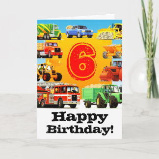 Aangepaste bouw Trucks Boy's 6e verjaardag Kaart