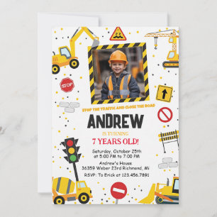Aangepaste bouw verjaardagsfeest uitnodiging met a