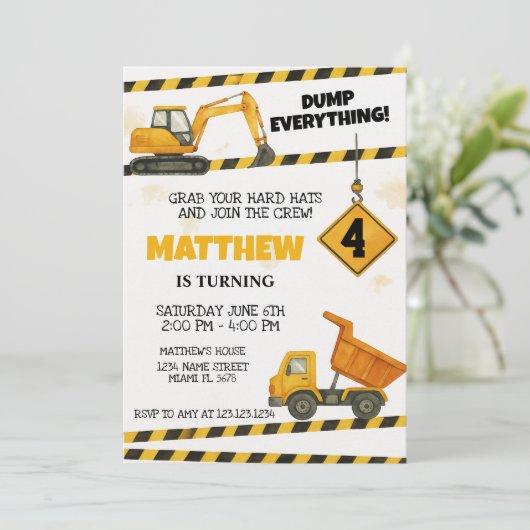 Aangepaste bouw verjaardagsuitnodigingen kaart (Staand voorkant)