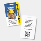 Aangepaste bouwplaats ID logo QR-code marineblauw Badge (Voor- en achterkant)