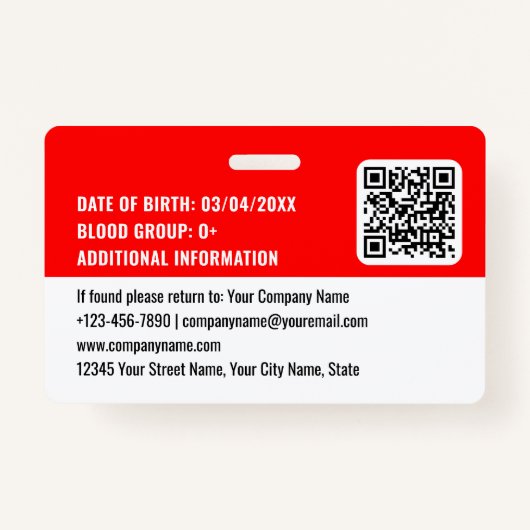 Aangepaste bouwplaats ID Logo QR Code Rood Badge (Achterkant)