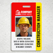 Aangepaste bouwplaats ID Logo QR Code Rood Zwart Badge