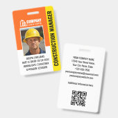 Aangepaste bouwplaats ID Logo QR Code Sinaasappel Badge (Voor- en achterkant)