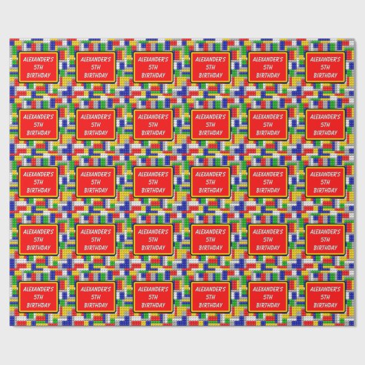 Aangepaste bouwstenen Kleur Jongen verjaardag/Fees Cadeaupapier (Vlak)