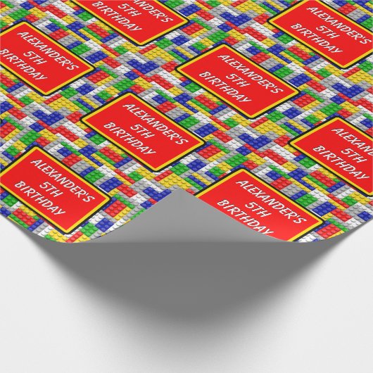 Aangepaste bouwstenen Kleur Jongen verjaardag/Fees Cadeaupapier (Hoek)
