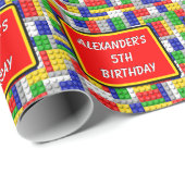 Aangepaste bouwstenen Kleur Jongen verjaardag/Fees Cadeaupapier (Rol Hoek)