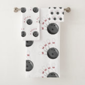 Aangepaste bowling bal & pinnen patroon bad handdoek (Insitu)