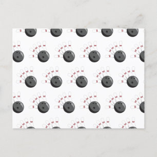 Aangepaste bowling bal & pinnen patroon feestdagenkaart