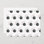 Aangepaste bowling bal & pinnen patroon feestdagenkaart (Voorkant / Achterkant)