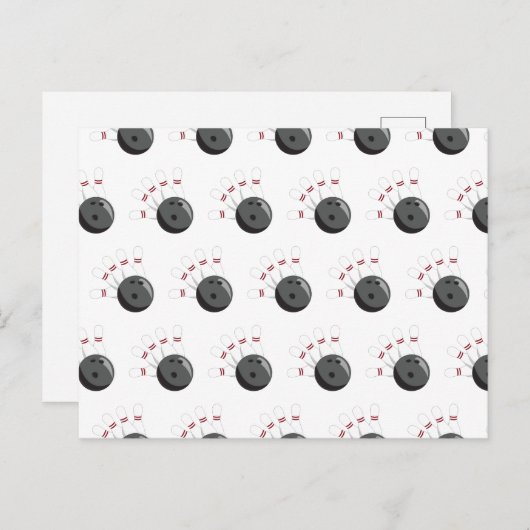 Aangepaste bowling bal & pinnen patroon feestdagenkaart (Voorkant / Achterkant)