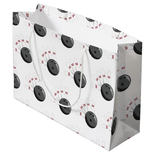 Aangepaste bowling bal & pinnen patroon groot cadeauzakje (Achterkant Gekanteld)