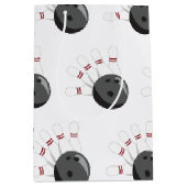 Aangepaste bowling bal & pinnen patroon medium cadeauzakje (Voorkant)