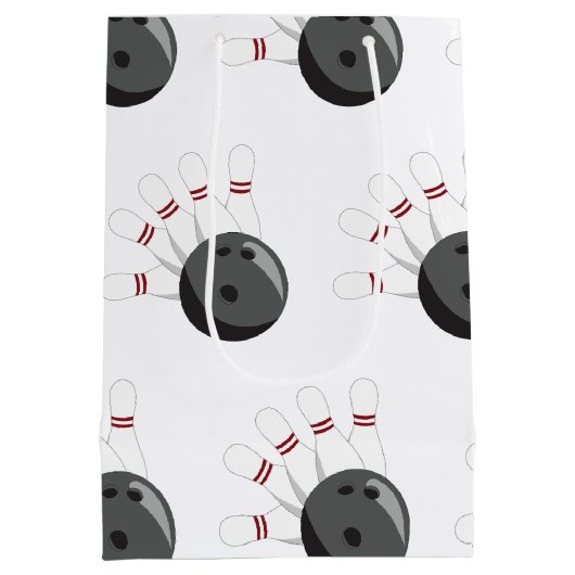 Aangepaste bowling bal & pinnen patroon medium cadeauzakje (Achterkant)