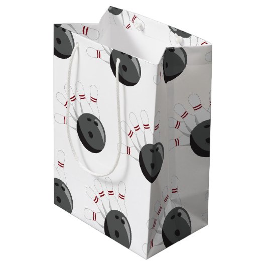 Aangepaste bowling bal & pinnen patroon medium cadeauzakje (Achterkant Gekanteld)