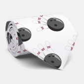 Aangepaste bowling bal & pinnen patroon stropdas (Opgerold)
