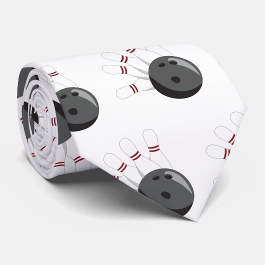 Aangepaste bowling bal & pinnen patroon stropdas (Opgerold)