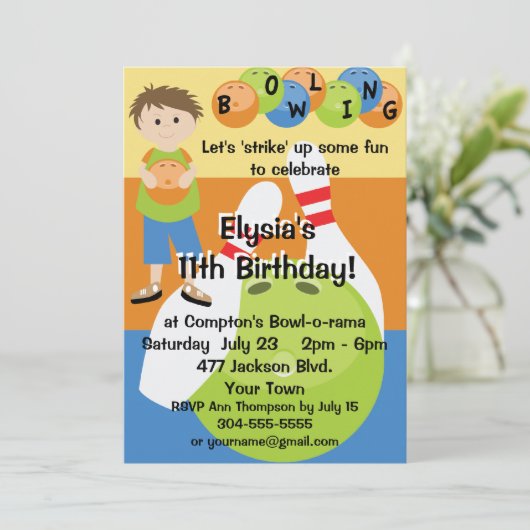 Aangepaste Bowling Birthday Party Kaart (Staand voorkant)
