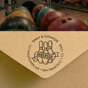 Aangepaste Bowling Familie Namen Retouradres Rubberstempel