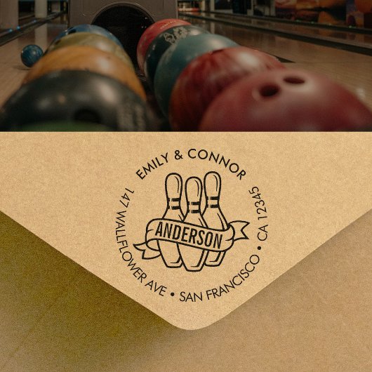 Aangepaste Bowling Familie Namen Retouradres Rubberstempel