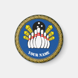 Aangepaste bowling - Naam toevoegen - Blauw Magneet