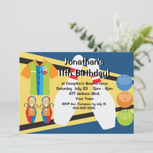 Aangepaste Bowling-partij Kaart (Staand voorkant)