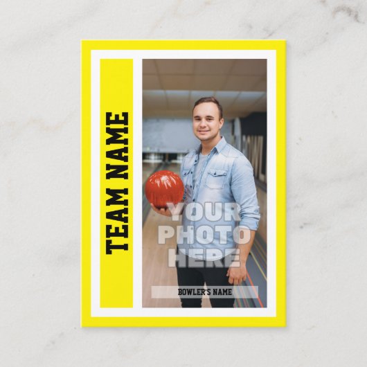 Aangepaste Bowling Trading Kaart (geel) Contactkaartje (Voorkant)