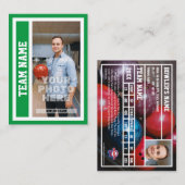 Aangepaste Bowling Trading Kaart (Kelly Green) Contactkaartje (Voorkant / Achterkant)