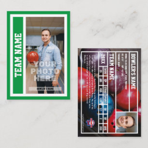 Aangepaste Bowling Trading Kaart (Kelly Green) Contactkaartje