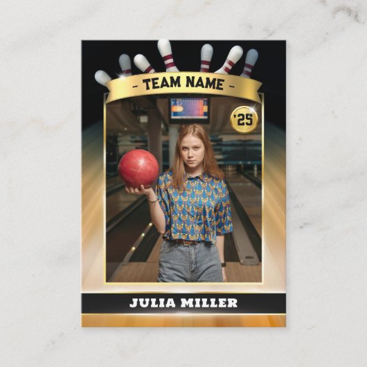 Aangepaste Bowling Trading Kaart, Moderne Bowler K Contactkaartje (Voorkant)