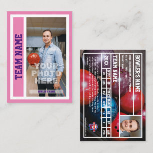Aangepaste Bowling Trading Kaart (roze) Contactkaartje