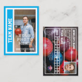 Aangepaste Bowling Trading Kaart (Sky Blue) Contactkaartje (Voorkant / Achterkant)